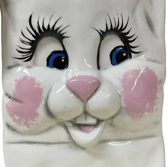 Vtg 1991 Goody Bag handmade ceramic Bunny with 3D face fun vase planter gift EUC - Picture 3 of 10